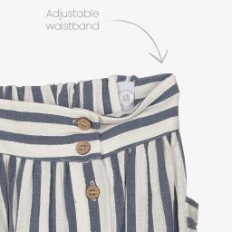 Mayoral-تنورة مزيج فيسكوز وكتان لون أزرق وعاجي | Childrensalon Outlet