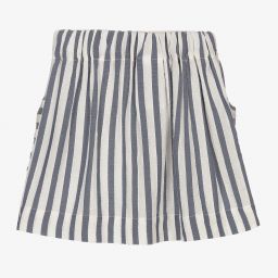 Mayoral-تنورة مزيج فيسكوز وكتان لون أزرق وعاجي | Childrensalon Outlet