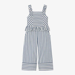 Mayoral-Girls Blue & Ivory Stripe Trouser Set | Childrensalon Outlet