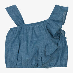 مايورال-بلوز قطن وكتان لون أزرق للبنات | Childrensalon Outlet