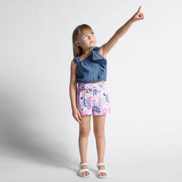 مايورال-بلوز قطن وكتان لون أزرق للبنات | Childrensalon Outlet