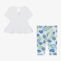 Mayoral-طقم ليقنز أطفال بناتي قطن لون أزرق وأبيض | Childrensalon Outlet