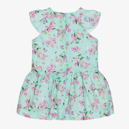Mayoral-Голубое платье с розовыми цветами | Childrensalon Outlet