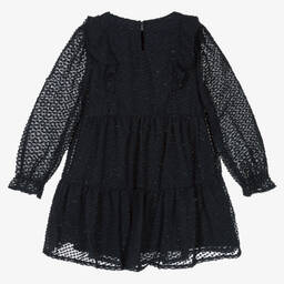 Mayoral-Girls Blue Plumeti Chiffon Dress | Childrensalon Outlet