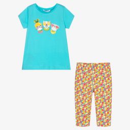 Mayoral-طقم ليغنغز قطن مستدام لون أزرق وأحمر للبنات | Childrensalon Outlet