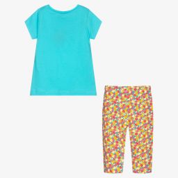 Mayoral-طقم ليغنغز قطن مستدام لون أزرق وأحمر للبنات | Childrensalon Outlet