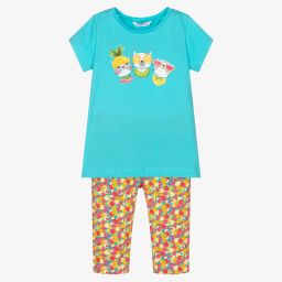 Mayoral-طقم ليغنغز قطن مستدام لون أزرق وأحمر للبنات | Childrensalon Outlet