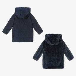Mayoral-Синее двустороннее пальто для девочек | Childrensalon Outlet