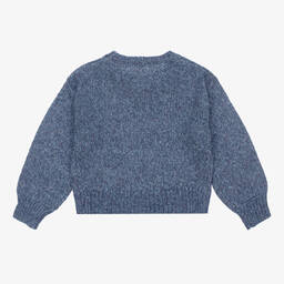Mayoral-Girls Blue Sequinned Knitted Sweater | Childrensalon Outlet
