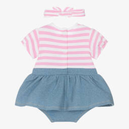 Mayoral Newborn-Girls Blue Striped Dress & Headband Set | Childrensalon Outlet