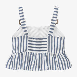 Mayoral-Girls Blue Striped Sleeveless Top | Childrensalon Outlet