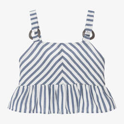 Mayoral-Girls Blue Striped Sleeveless Top | Childrensalon Outlet