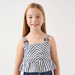Mayoral-Girls Blue Striped Sleeveless Top | Childrensalon Outlet
