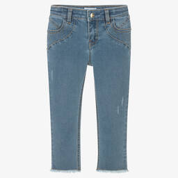 Mayoral-Girls Blue Studded Denim Jeans | Childrensalon Outlet