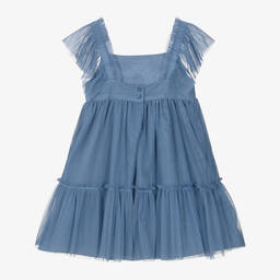 Mayoral-Girls Blue Tulle Dress | Childrensalon Outlet