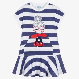 Mayoral-Girls Blue & White Dress | Childrensalon Outlet