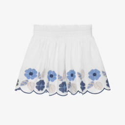 Mayoral-Girls Blue & White Floral Skirt | Childrensalon Outlet