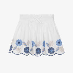 Mayoral-Girls Blue & White Floral Skirt | Childrensalon Outlet