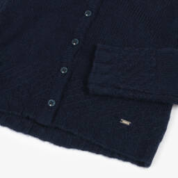 Mayoral-Girls Blue Wool Blend Cardigan | Childrensalon Outlet