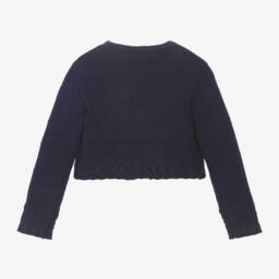 Mayoral-Girls Blue Wool Blend Cardigan | Childrensalon Outlet