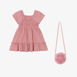 Mayoral-Платье из хлопка розового цвета и сумочка для девочек | Childrensalon Outlet