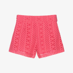 Mayoral-شورت قطن وردي فاتح للبنات بتطريز مثقوب | Childrensalon Outlet