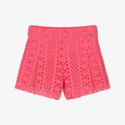 Mayoral-شورت قطن وردي فاتح للبنات بتطريز مثقوب | Childrensalon Outlet