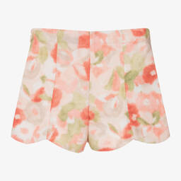 Mayoral-Girls Blush Pink Floral Shimmer Shorts | Childrensalon Outlet