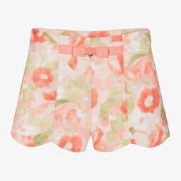 Mayoral-Girls Blush Pink Floral Shimmer Shorts | Childrensalon Outlet