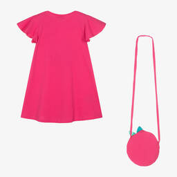 Mayoral-Girls Bright Pink Cotton Dress Set | Childrensalon Outlet