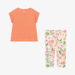 Mayoral-Girls Bright Tangerine Birdie Leggings Set | Childrensalon Outlet