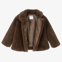 Mayoral-Коричневая куртка из искусственного меха для девочек | Childrensalon Outlet
