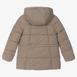 Mayoral-معطف بافر هودي لون بني للبنات | Childrensalon Outlet