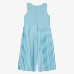 Mayoral-Girls Cerulean Crêpe Pleated Romper | Childrensalon Outlet