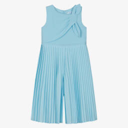 Mayoral-Girls Cerulean Crêpe Pleated Romper | Childrensalon Outlet