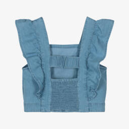 Mayoral-Girls Chambray Shoulder Frill Blouse | Childrensalon Outlet