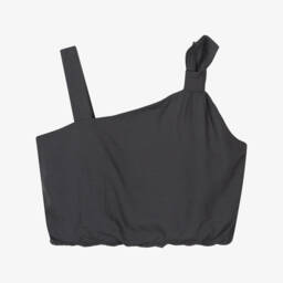 Mayoral-Асимметричная укороченная футболка для девочек в угольном цвете | Childrensalon Outlet