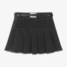 Mayoral-Girls Charcoal Pleated Denim Skirt | Childrensalon Outlet