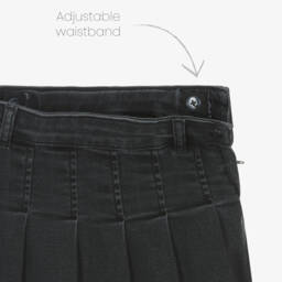 Mayoral-Girls Charcoal Pleated Denim Skirt | Childrensalon Outlet