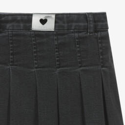Mayoral-Girls Charcoal Pleated Denim Skirt | Childrensalon Outlet