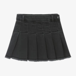 Mayoral-Girls Charcoal Pleated Denim Skirt | Childrensalon Outlet