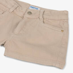 Mayoral-Girls Classic Beige Twill Shorts | Childrensalon Outlet