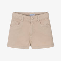Mayoral-Girls Classic Beige Twill Shorts | Childrensalon Outlet