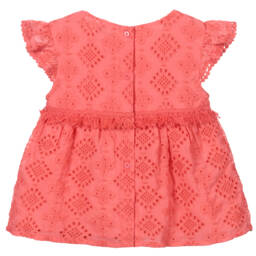 مايورال-بلوزة دانتيل عيون للبنات بلون المرجان | Childrensalon Outlet