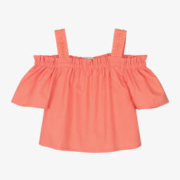 Mayoral-Girls Coral Pink Blouse | Childrensalon Outlet