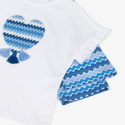 Mayoral-Girls Cotton Blue Zigzag Ensemble | Childrensalon Outlet