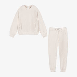 Mayoral-Girls Cream Floral Knit Tracksuit | Childrensalon Outlet