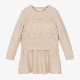 Mayoral-Girls Cream Knit Ensemble | Childrensalon Outlet
