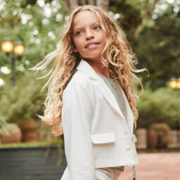 Mayoral-Girls Cream Milano Knit Blazer | Childrensalon Outlet