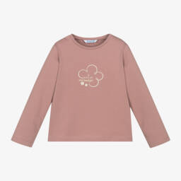 Mayoral-Girls Dusky Pink Diamanté Tee | Childrensalon Outlet